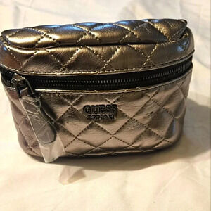 New W Tags GUESS Miriam Pewter Fanny Pack Quilted Crossbody $68 MM743680 Handbag